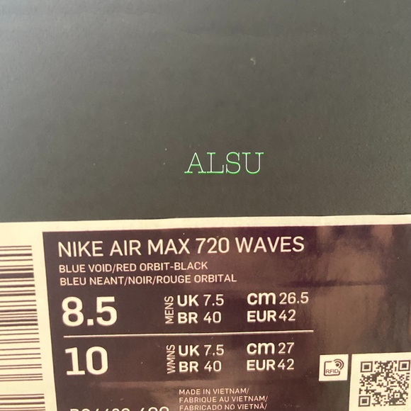 Nike Air Max 720 Waves Leather Blue Mens Sneakers - Picture 12 of 12